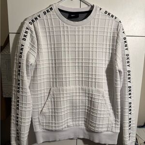DKNY White Crewneck Sweater with Textured Design